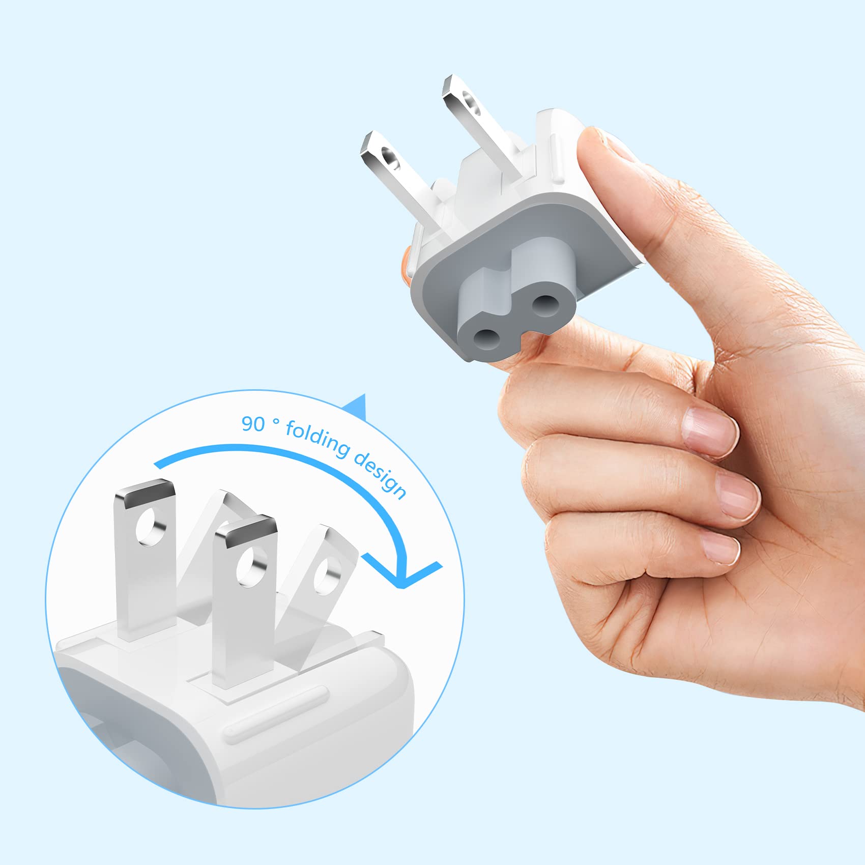 AC Power Adapter US Wall Folding Plug Duck Head, SEOYO Charge Adapter US Standard Plug Duck Head for MacBook Pro/MacBook Air/Mac iBook/iPhone/iPod/etc