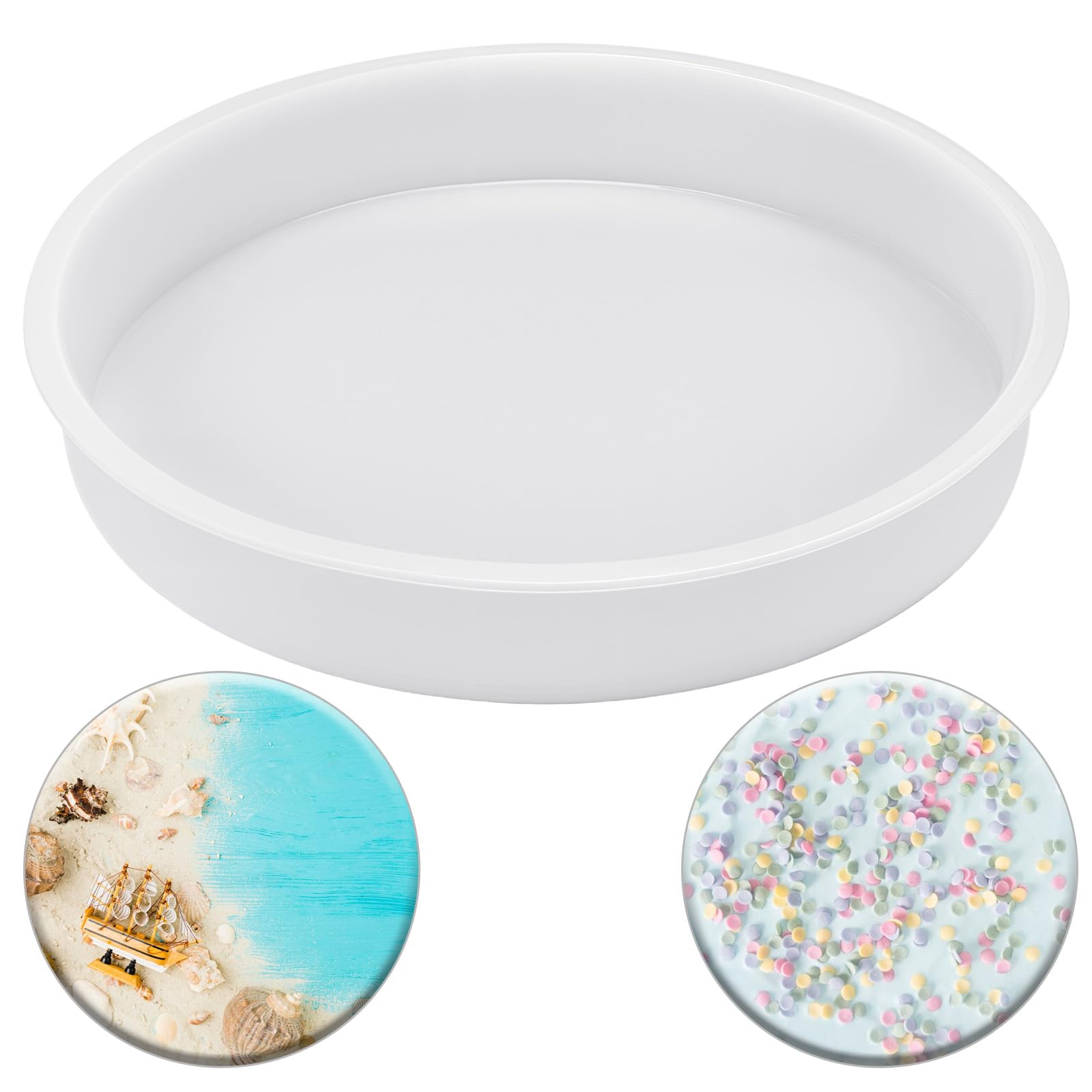 Extra Large Resin Table Mold 12 Inch Round Silicone Tray Board Table Clock Mold for Epoxy Resin Casting DIY Crafts,Cutting Board, Desktop Decoration