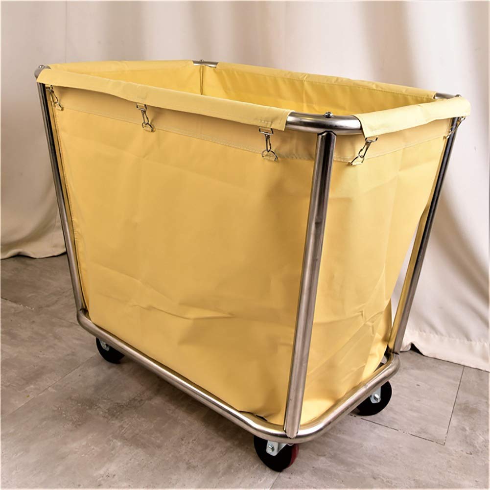 Carros Móviles, Carrito de la Sirverción para el Hogar Carriles de Lavadero Carteles de Acero Inoxidable: Carrito de Servicio de Hotel con Bolsas de Ruedas Silenciosas/Yellow/90 * 65 * 80Cm