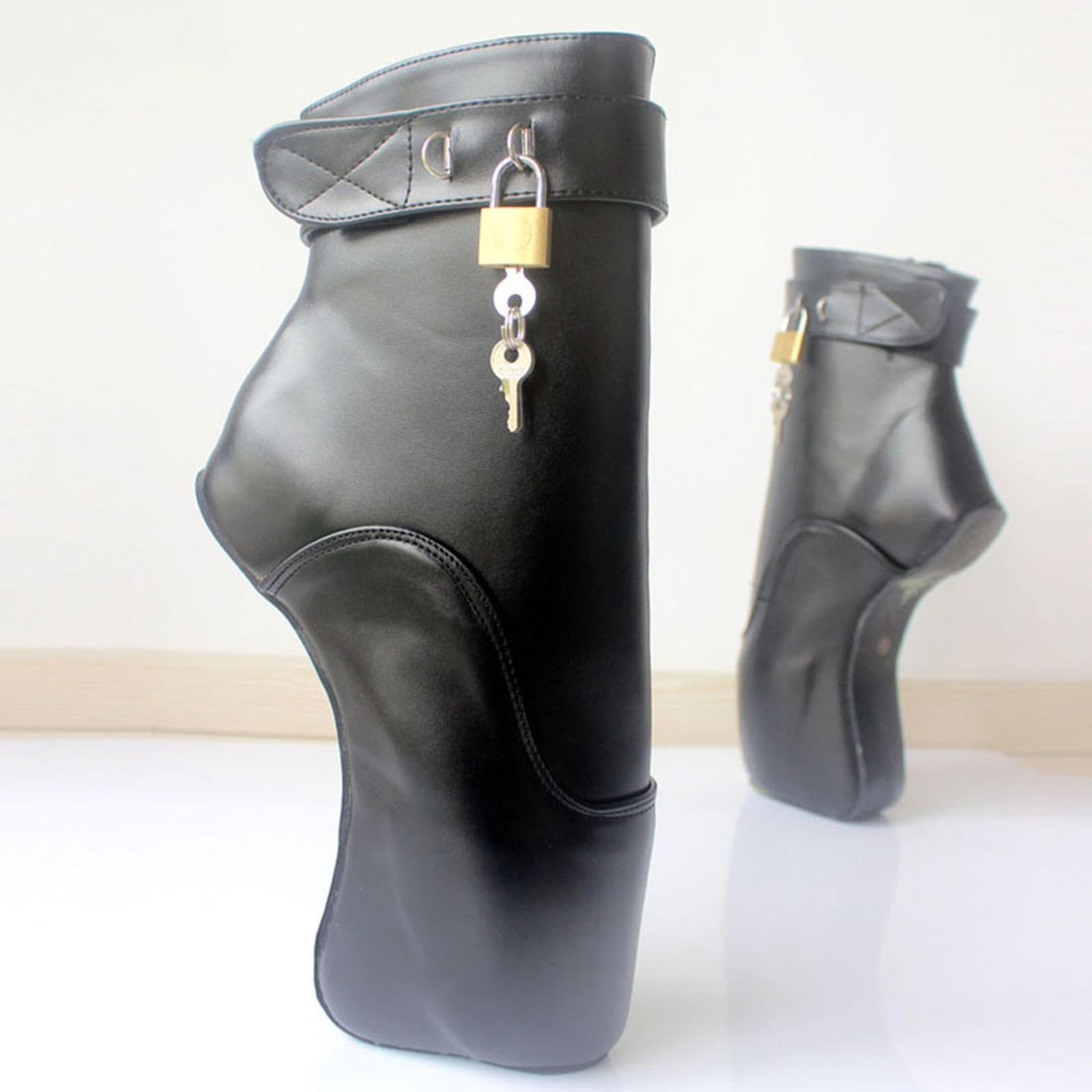 High Heels 18 cm Ballettstiefel Heelless Knöchelstiefel,Black-36