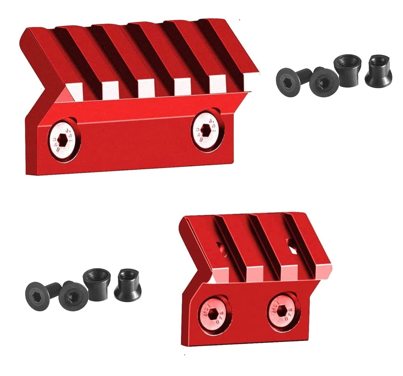 GOTICAL KeyMod 45 Degree Offset Picatinny Rail Mount for Flashlights Lasers dot Sights, 5 Slots 20mm Weaver Accessories Low Profile Adapter (Pack of 2 in Red Color)