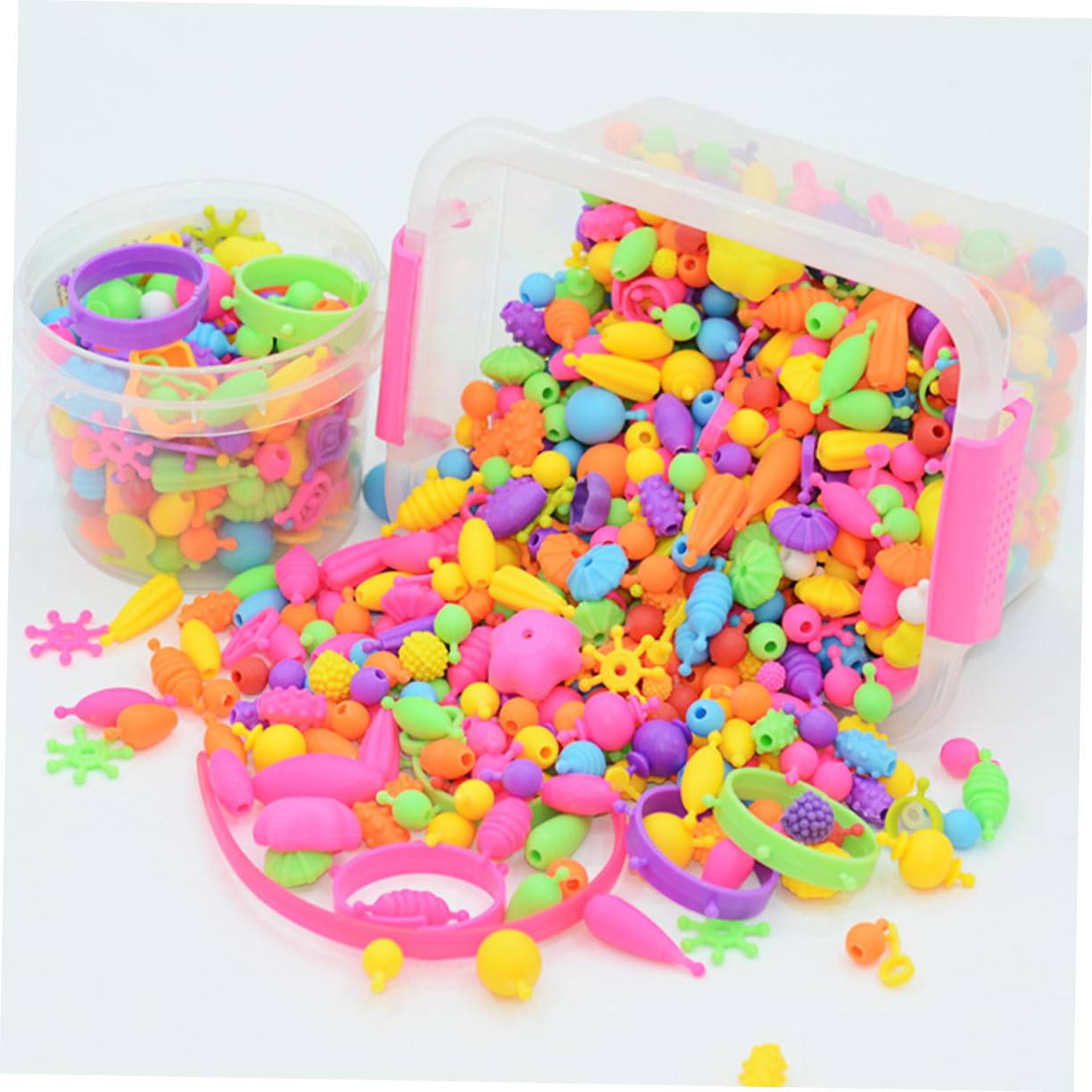 FUNOMOCYA 1 boîte Coffret DIY Perles Plastique pour Garçon et Fille Boîte de Rangement Portable avec Perles Colorées pour Bracelets et Colliers Kit Créatif Garçon Fille pour Activité