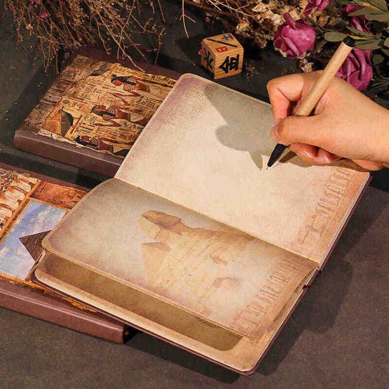 Image of Alokik Enterprise Vintage A6 Hardcover Notebook 220 Pages Premium Matte Finish Egyptian-Themed Religious Design with Hieroglyphs & Pharaoh Artwork Ideal for Travel Planning Daily Agendas Best Gift