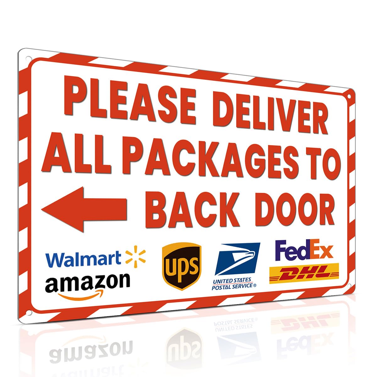 2 Pack Delivery Sign for Outdoor Use 8x12 Inch Arrow Left Deliveries Sign - Please Deliver All Packages to Back Door