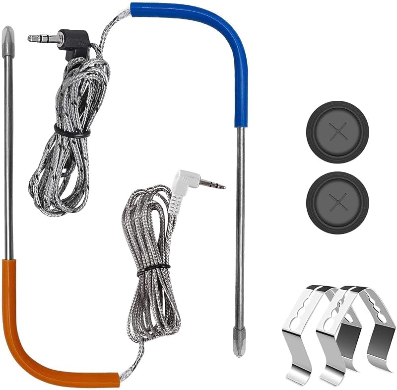 2 PCS Meat Probe for Traeger Pellet Grill with Grommets & Clips, 3.5mm Plug | Compatible with Traeger, Waterproof Probe Tip, High Accuracy, Heat Resistance to 718 °F (380 °C), Plug & Play, Easy to Clean