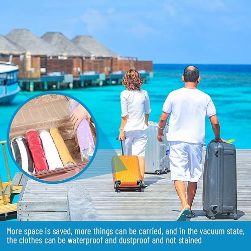 Miniatura 7 de 5 bolsas de almacenamiento al vacío de tamaño pequeño, enrolladas a mano, a prueba de polvo, bolsas de compresión para viajes, bolsas de ahorro