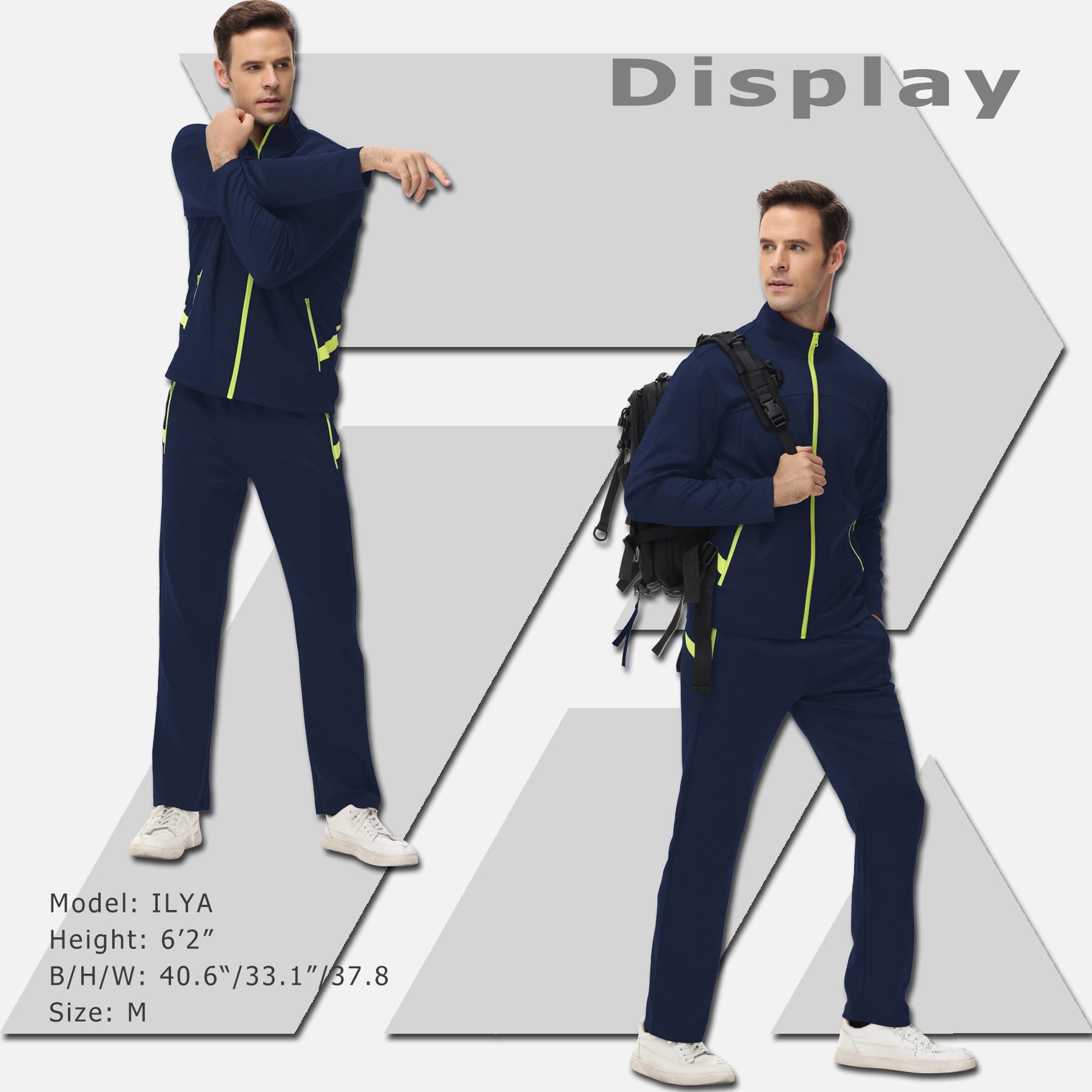 INNERBUT Tuta da uomo 2 pezzi tuta set per uomo tuta da jogging set sport full zip atletica tuta da uomo