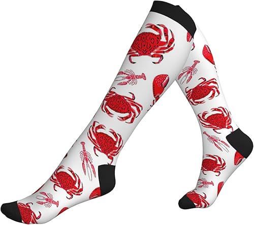 Cartoon Red Crab Lobster Compression Socks For Women & Men Support For Travel, Nurses, Pregnancy, Athletic Running And Everyday Wear