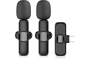 2 Pack Lavalier Microphone USB C Wireless Mini Microphone for Android Phone Type C