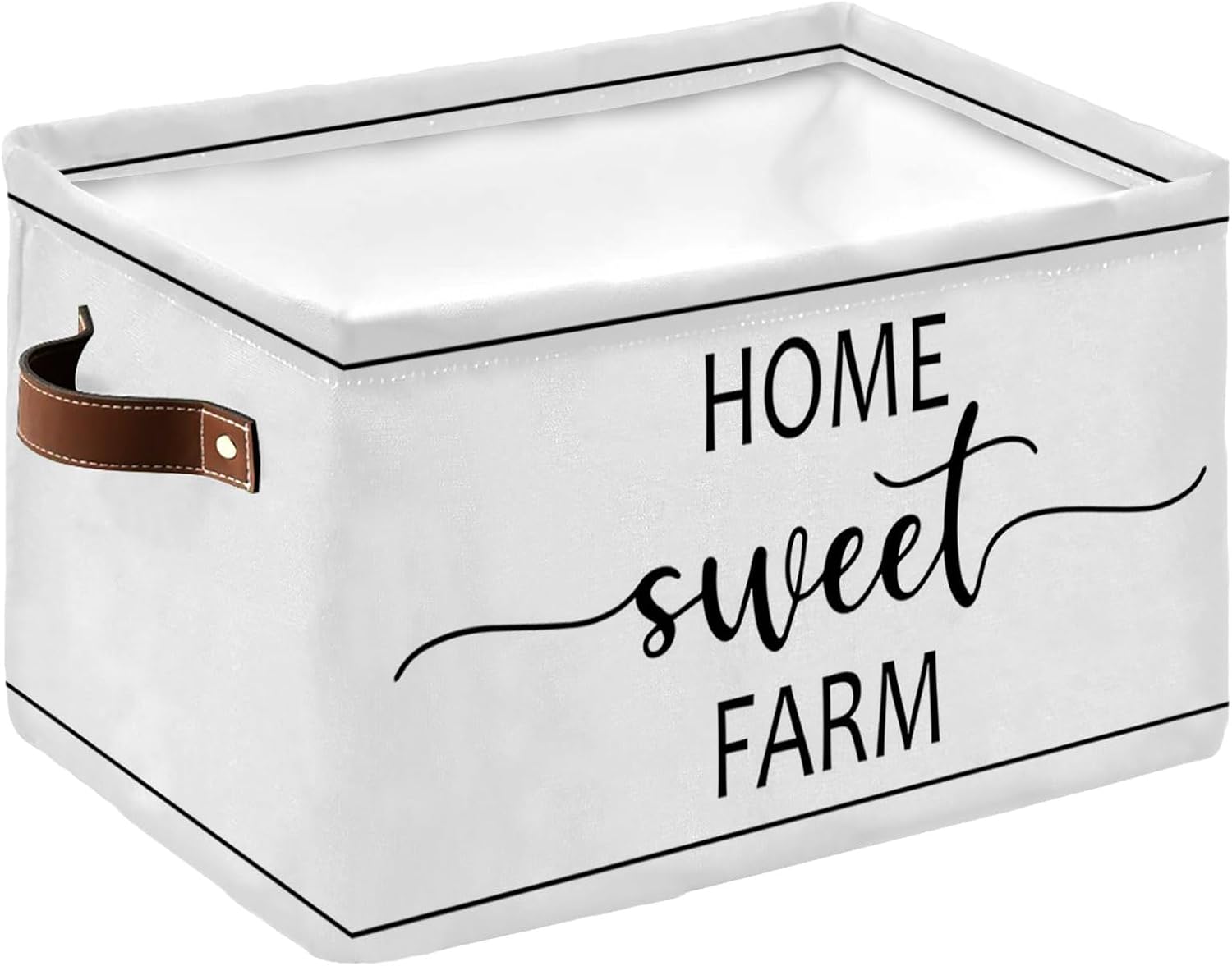 Storage Basket for Shelves 1 Pack Home Sweet Farm Decorative Storage Bin with Handles Farmhouse Funny Quote Closet Organizer for Bedroom Bathroom Nursery Laundry Room