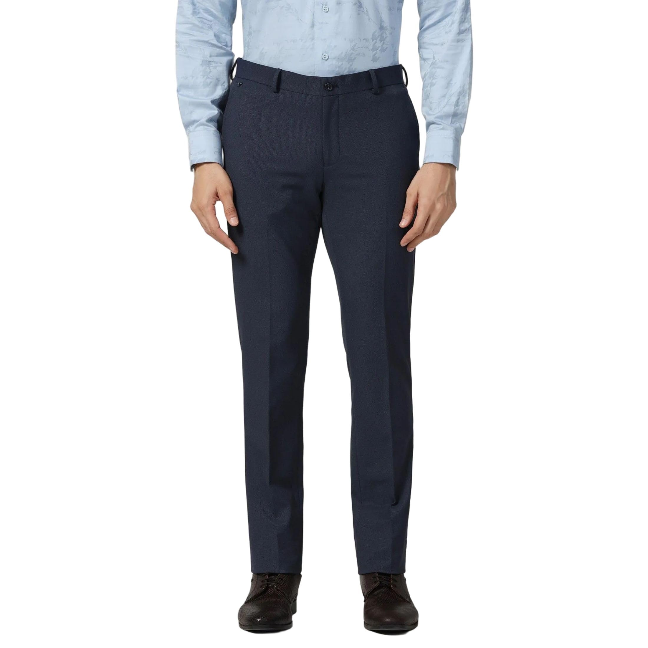 Men's Polyester Blend Solid Slim Fit Formal Trousers-image-21