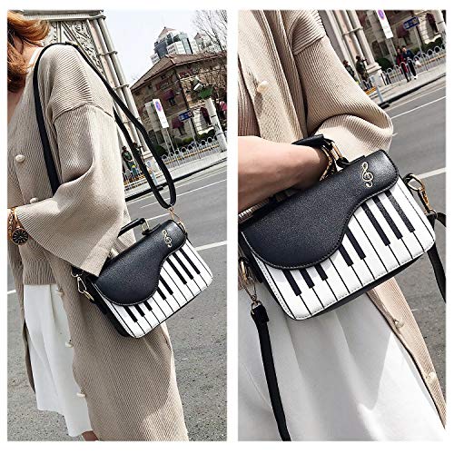 Bolso cruzado para mujer con forma de piano y guitarra, bolso pequeño de hombro y tote miniatura 2