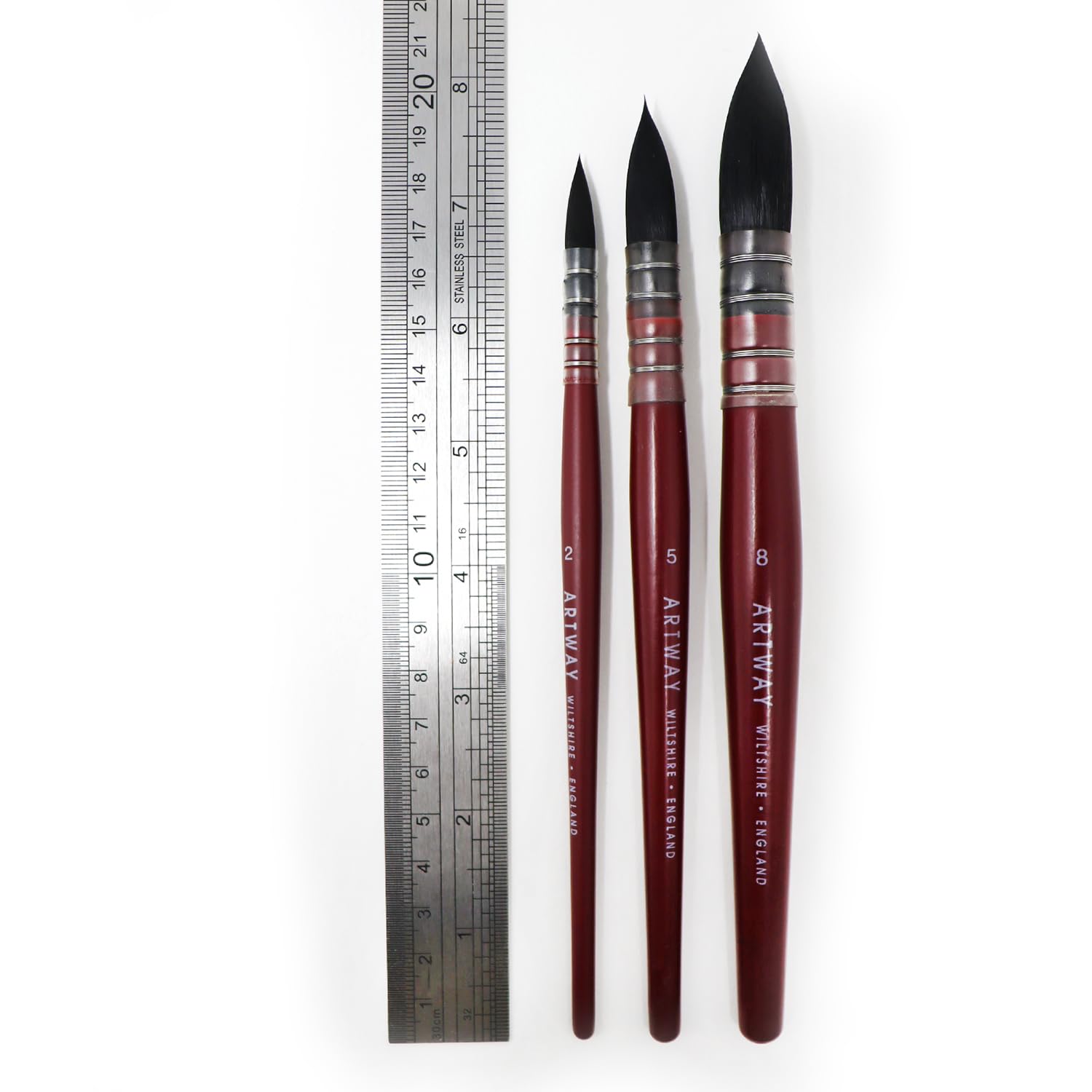 Artway Synthetic Quill Watercolour Mop Brushes - Ideal for Watercolours and Inks - Size 5, Red - Image 2