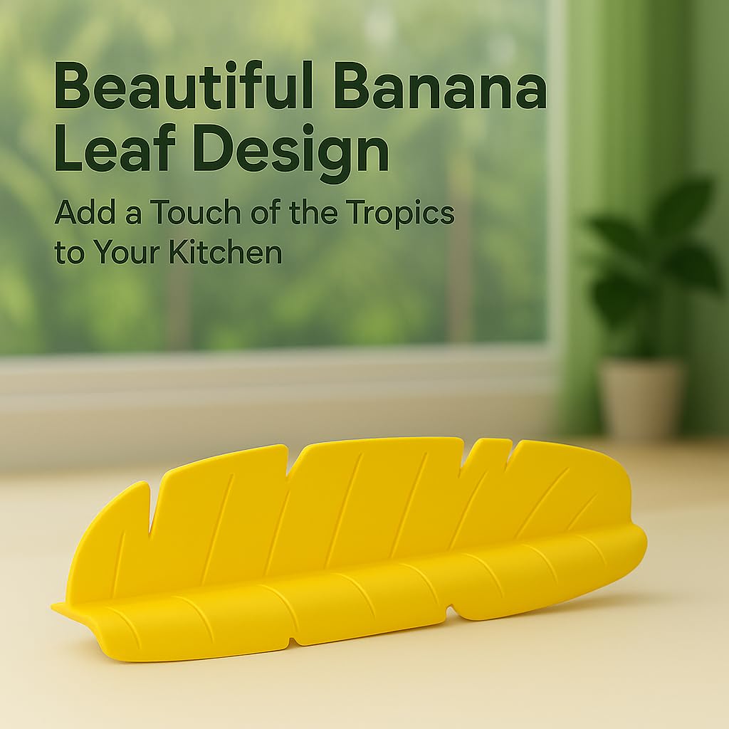 Silicone Kitchen Sink Splash Guard Banana Leaf Shape – Colorful Silicone Sink Splash Guard with Suction Cups, Water Protector for Small Kitchen Sink, Bathtub & Counter by Giftly Moment