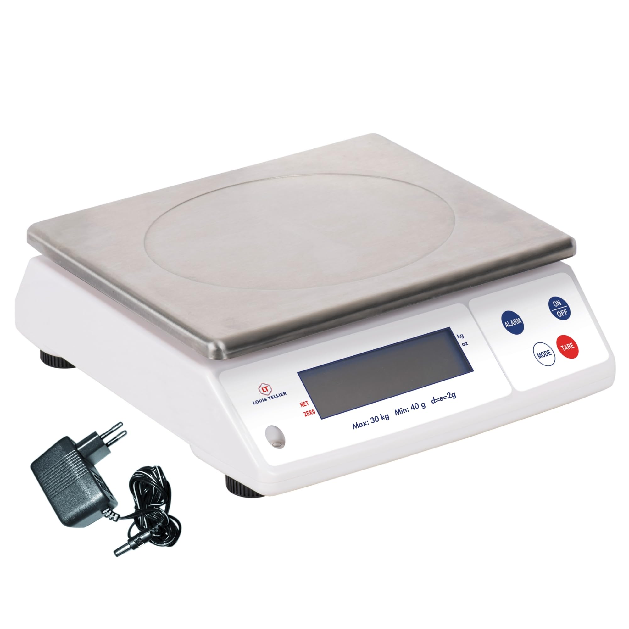 Louis Tellier - Balance électronique cuisine 30kg/2g IP53 + adaptateur