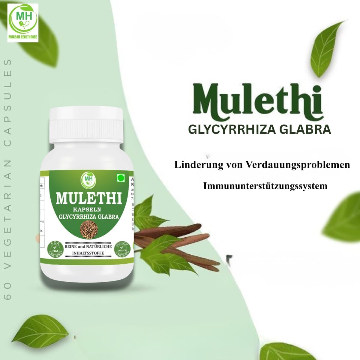 Mulethi (Radice di Liquirizia) Capsule, Estratto Puro di Radice di Liquirizia, Capsule Naturali e Vegane, Confezione da 240 g, Integratore per il Benessere