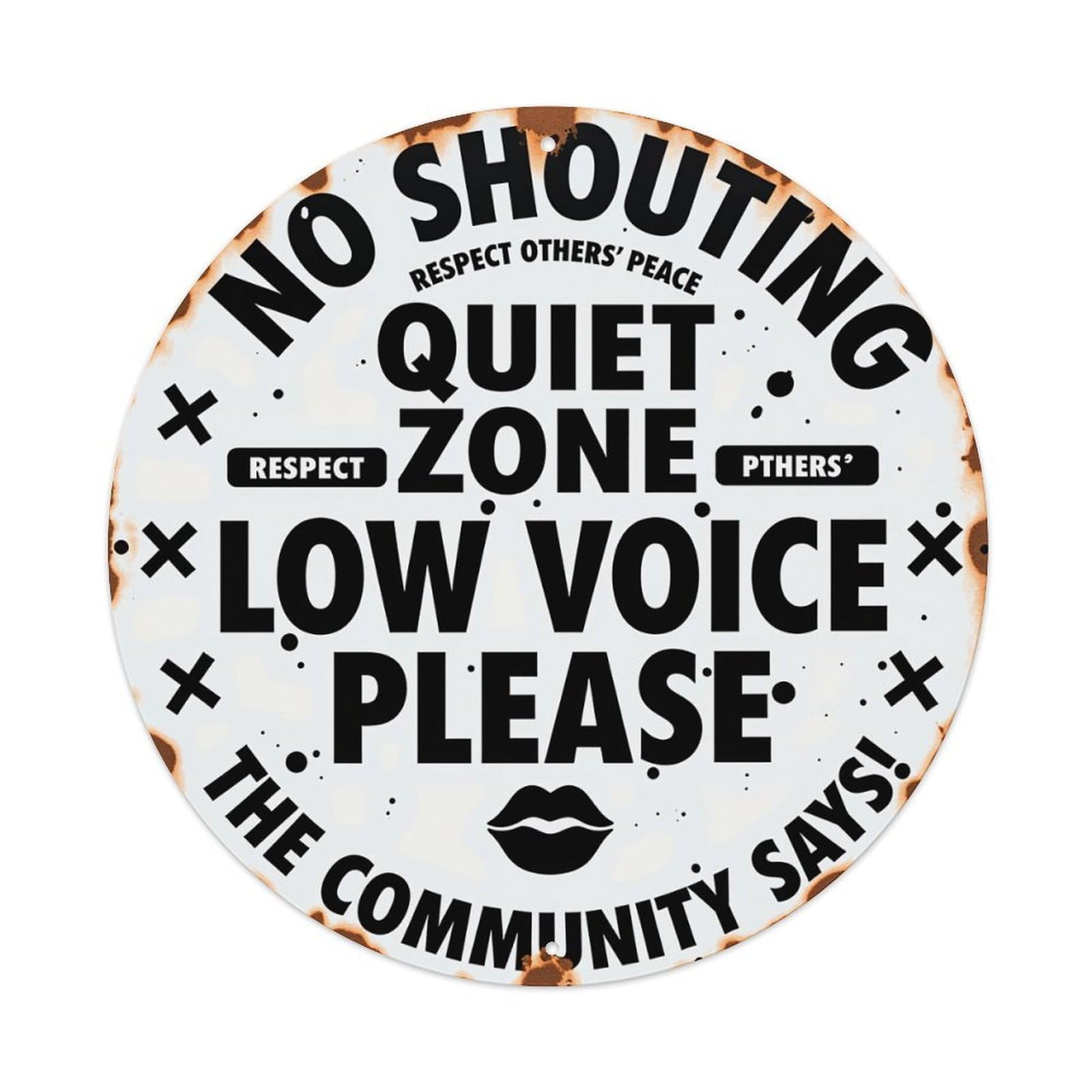 Jdfenggu Vintage No Shouting Quiet Zone Low Voice Please Retro Metal Tin Sign, Metal Poster For Bar, Home, Man Cave, Kitchen, Laundry Room Art Decor 8X8 Inch