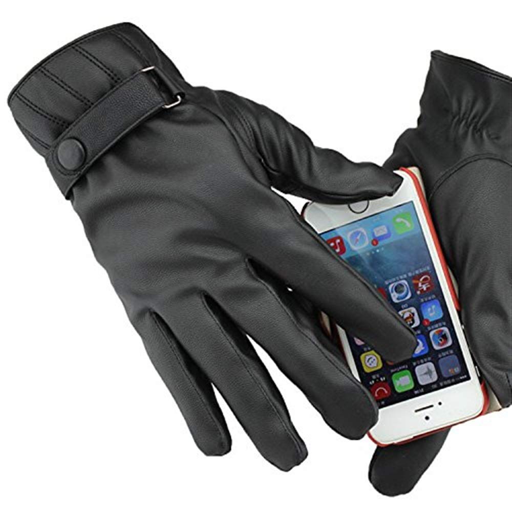 Unisex-Adult Rękawiczki Męskie Z Ekranem Dotykowym Zimowe Ciepłe Rękawiczki Sportowe Outdoor Nowoczesne Casual Faux Leather Material Rękawiczki Męskie 2 Pary/1/One Size