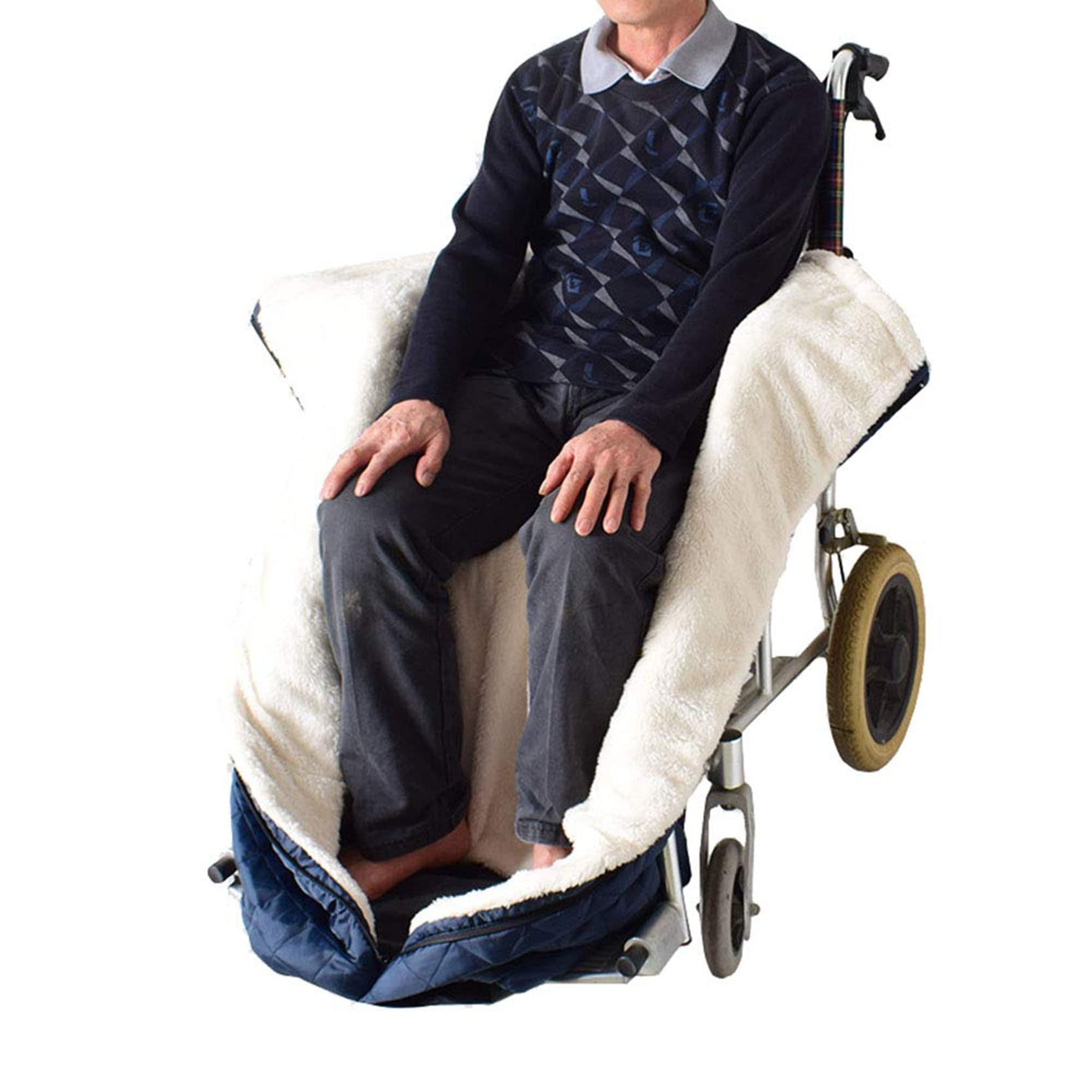 Manta con Cremallera para Silla de Ruedas, Forro de Cachemira, Impermeable, Forro Polar, Funda acogedora para Silla de Ruedas, Ajuste Universal para sillas de Ruedas manu