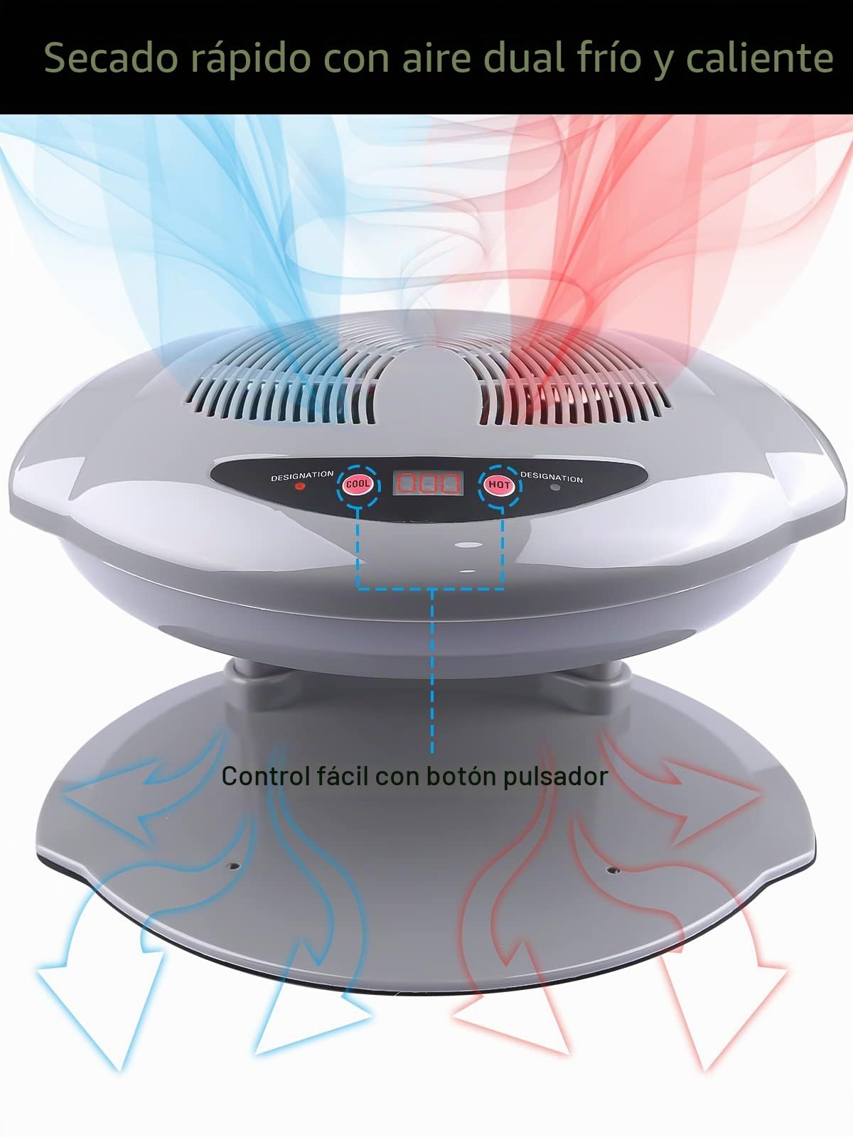 Kalolary - Lámpara de uñas, 400 W, secador de pelo, para manos y pies, sensor automático cálido y fresco, uso en el hogar y el salón (gris)