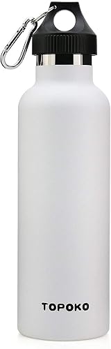 TOPOKO botella de agua de acero inoxidable antipérdidas de 25oz resistente al sudor, con cierre al vacío y paredes aislantes. Mantiene las bebidas