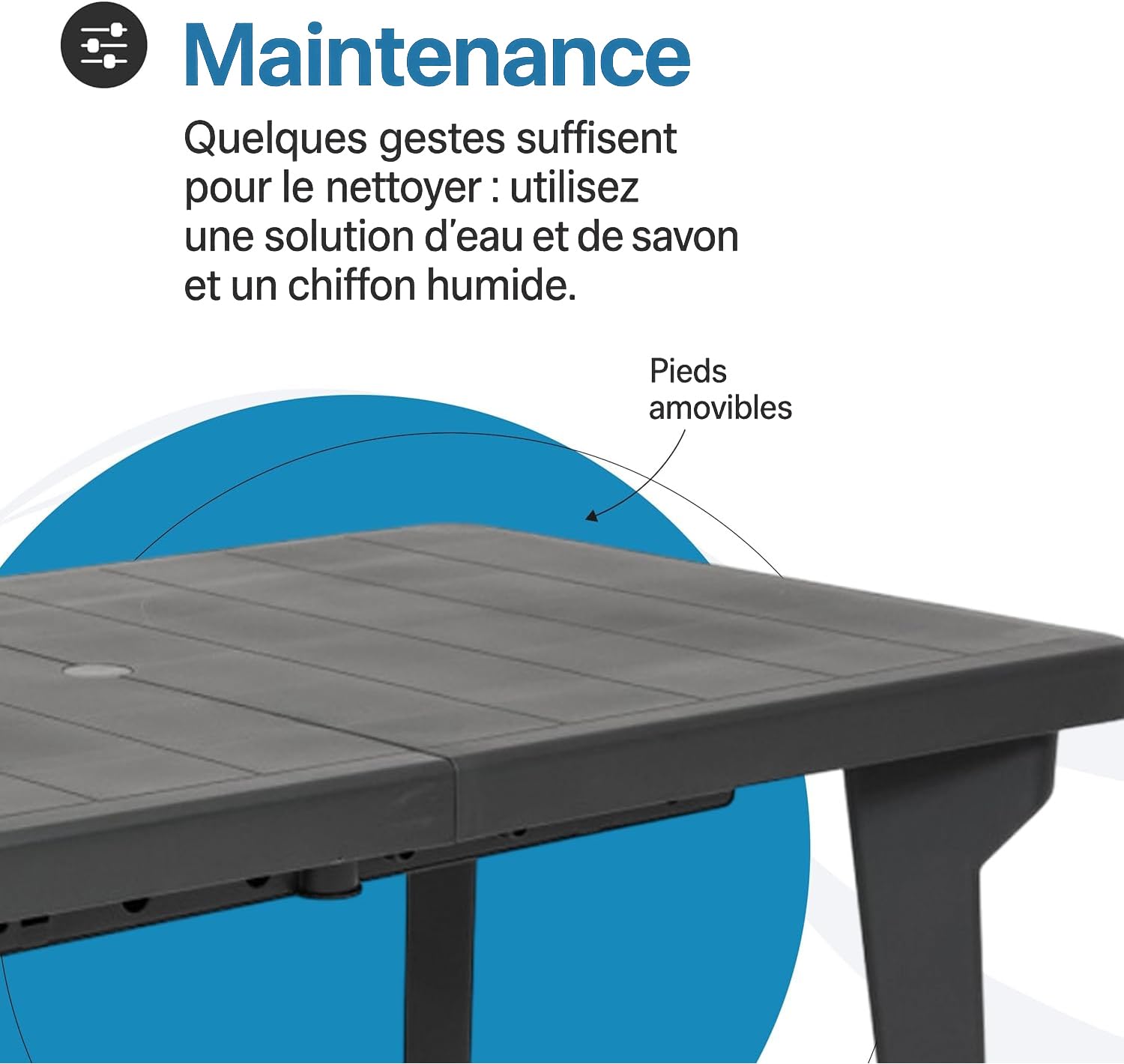 Tomaino - Table de jardin extensible en plastique Berg - Pieds démontables et design peu encombrant 160/220x90x74 cm - Table d'extérieur rabattable et extensible New Anthracite