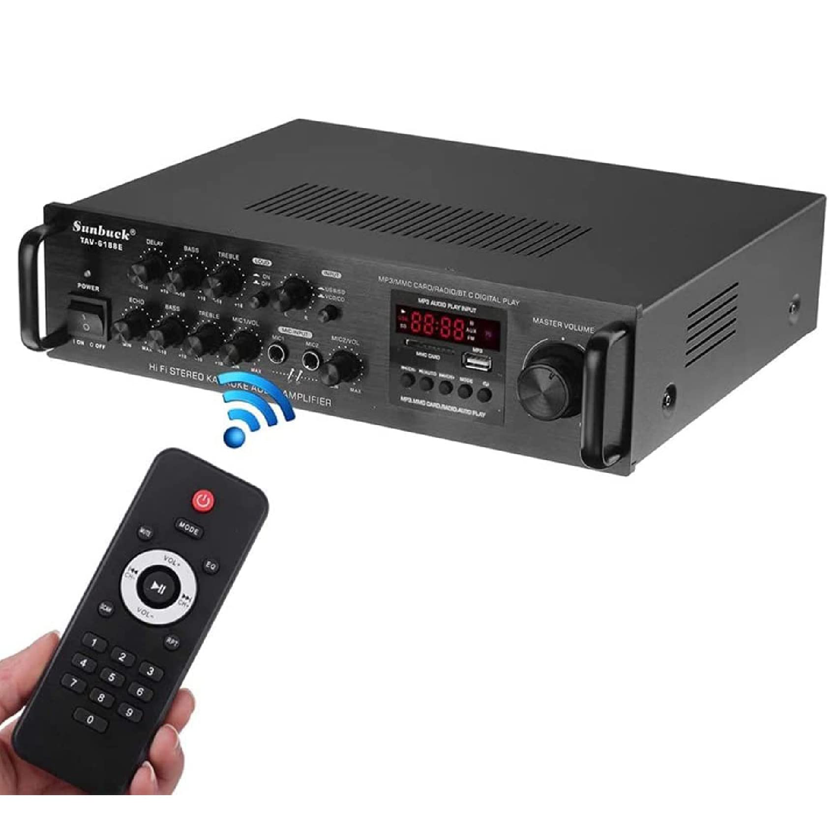 Amplificatore Domestico a 5 canali, Sistema Audio Surround HiFi con Bluetooth, Sistema Home Cinema con Display LCD e Telecomando, per Barca, teatro, Altoparlanti per Auto
