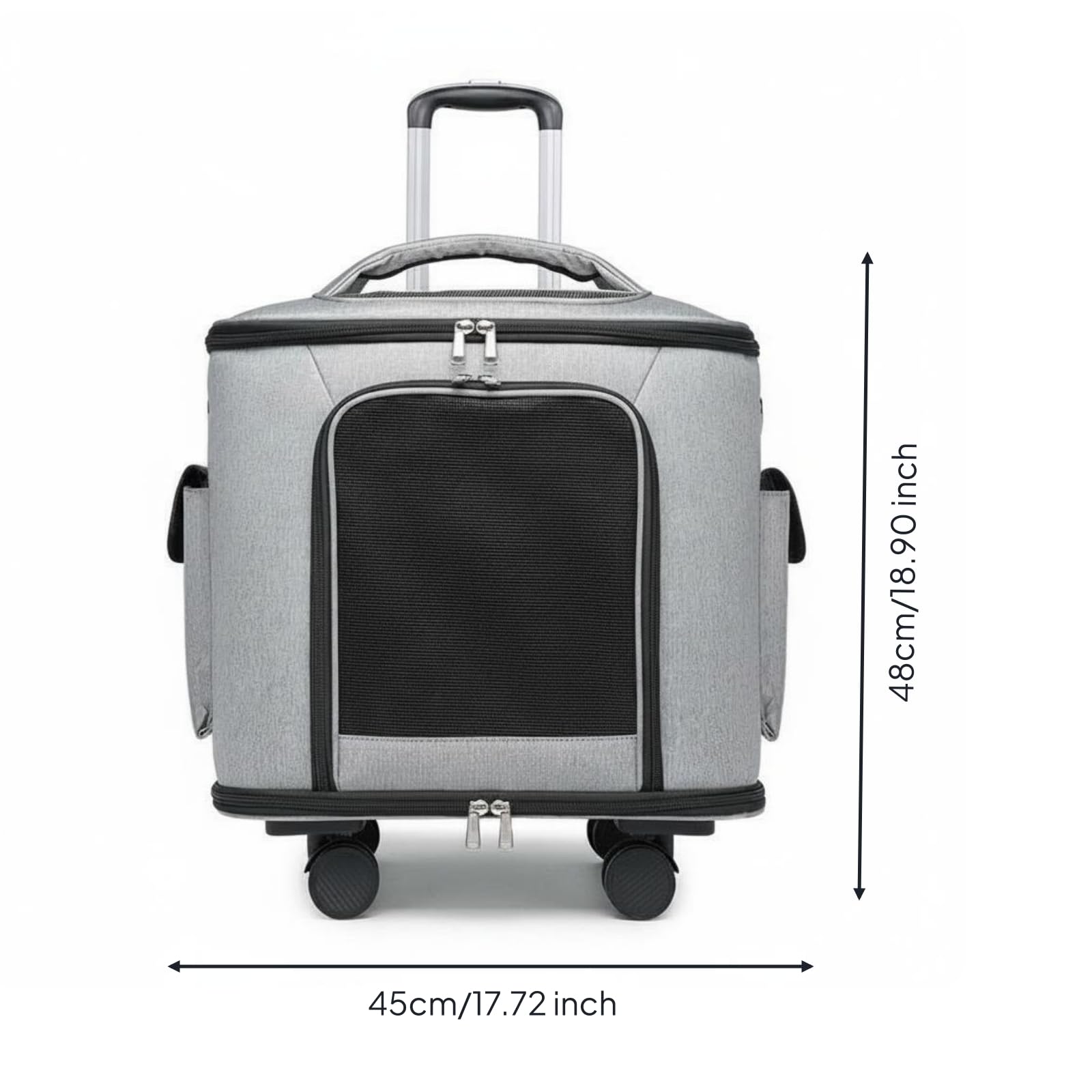 predolo Transportín con Asa Telescópica Bolsillos Múltiples Transportín con Ruedas Correa de para Viaje, Gris