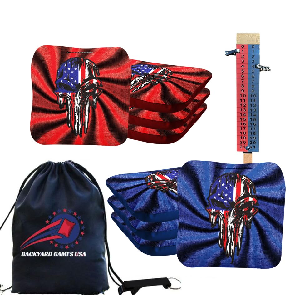 CornholeGamesUSA Tournament Cornhole Bags Sets of 8 Regulation Professional, Tournament Slick n Stick Corn Hole Beans Bags for Cornhole Games