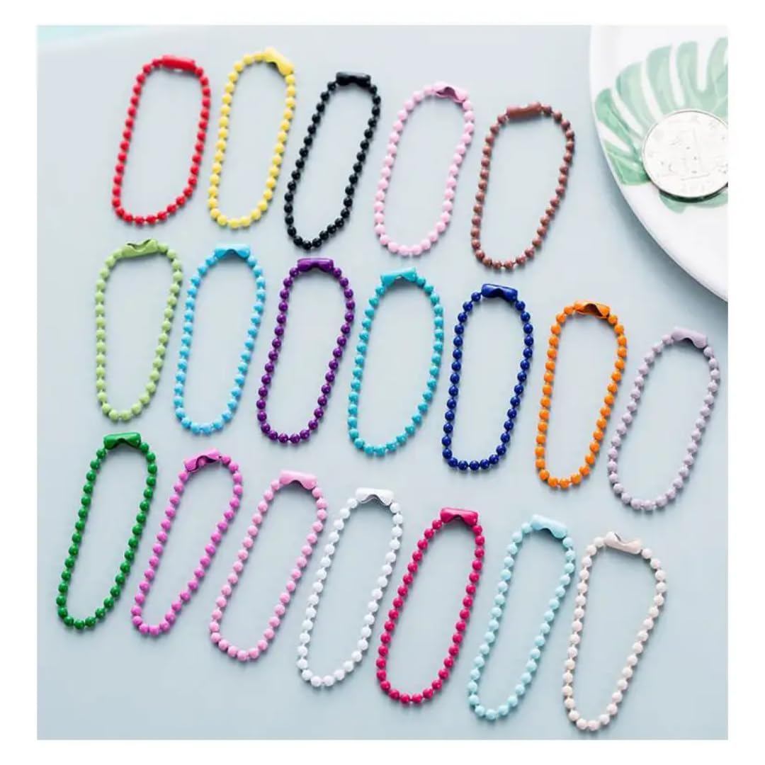 WARMINGO DE 50 Pc Metal Ball Chain Keychain Making Set – Multicolor Bead Key Chain Chains with Connector Clasps for DIY Keychain Making, Tags, ID Cards, Crafts & Jewellery-image-14