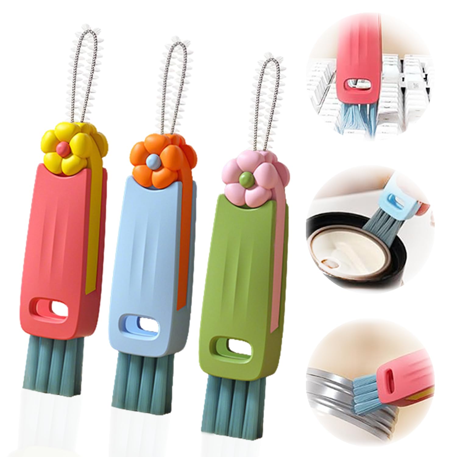 3 in 1 Cup Lid Gap Cleaning Brush Set, Bottle Cleaning Brush Multifunctional Bottle Cleaner Brush Home Kitchen Cleaning Tools, 3PCS