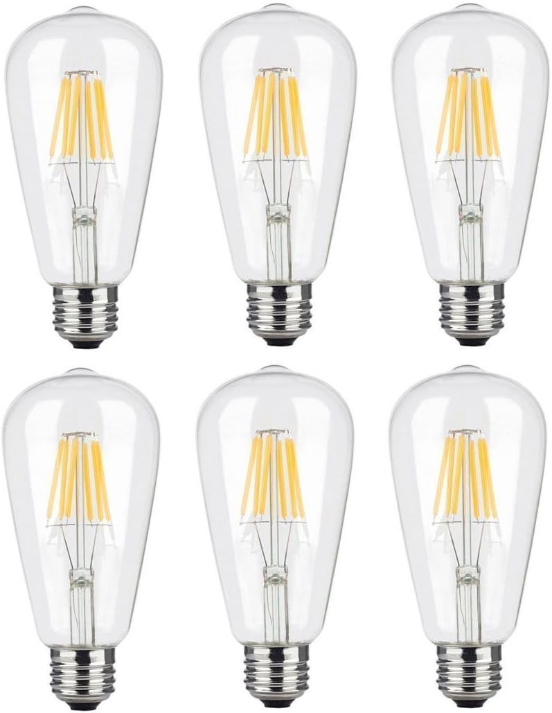 Antique Edison LED Bulb, Dimmable 6w ST64 Vintage Filament Light Bulb, E26 Medium Base, LED Lighting Warm White 2700K Pack of 6