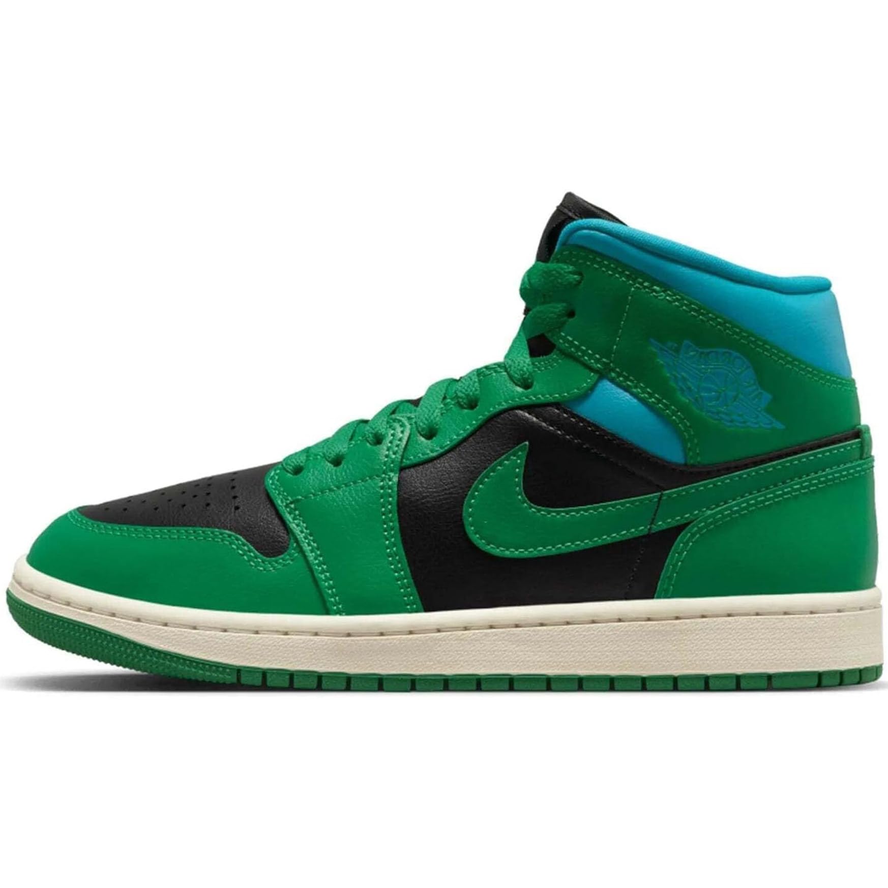 Nike Jordan 1 Mid BQ6472 033 - Zapatillas de baloncesto para mujer, color negro/verde afortunado/tono agua (Black/Lucky Green/Aquatone), talla 46, 44 EU