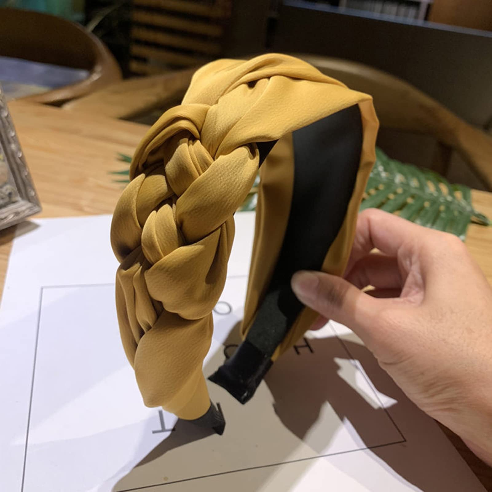Obręcze do włosów, moda damska Twisted Knot Hair Hoop Szeroka opaska do włosów Nakrycia głowy Akcesoria do pałąków na głowę (różowy jeden rozmiar)