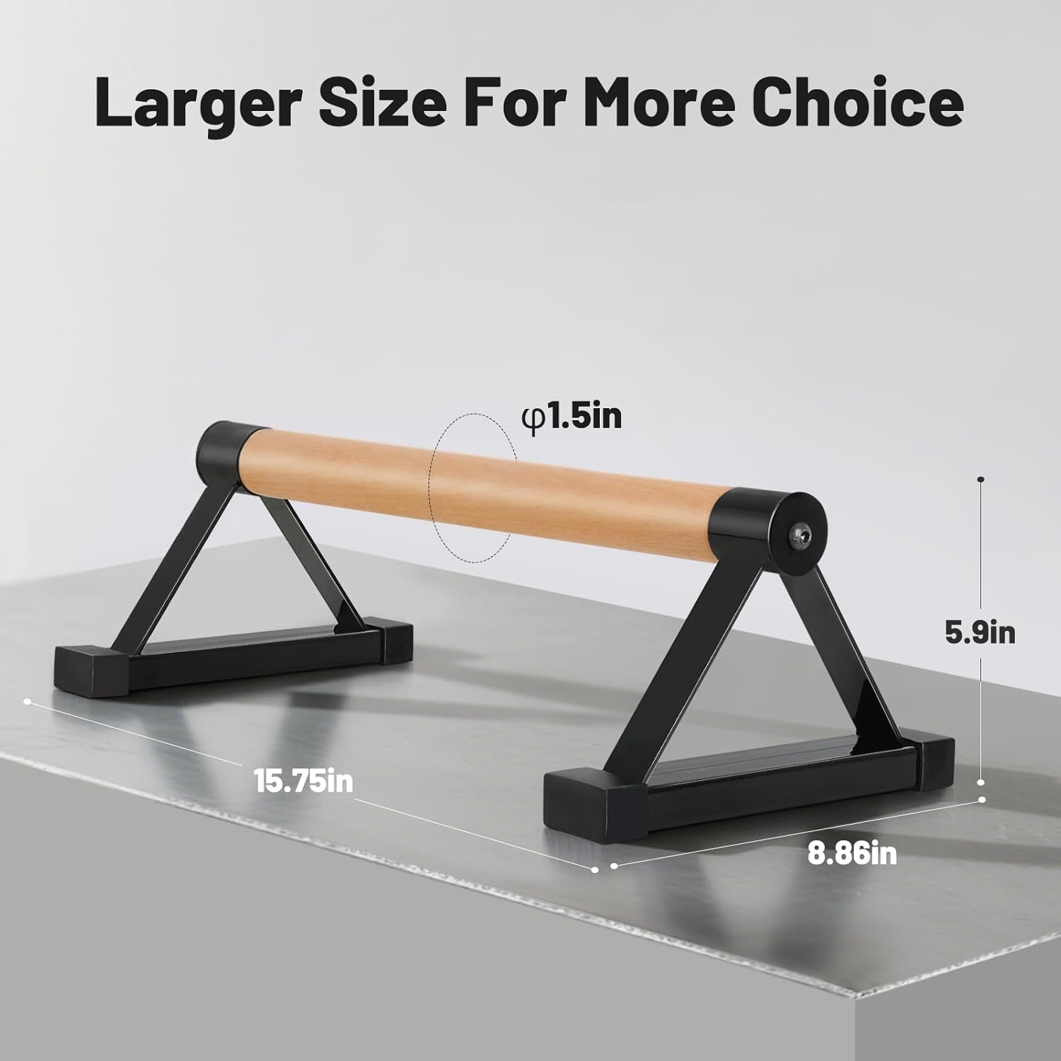 Parallettes Bars, 16 INCH Solid Wood Push Up Bars with Anti-Slip Grip for Calisthenics, Handstand, Floor Workouts, Sturdy Metal Bracket Supports Up to 600 lbs for Home Gym, CrossFit & Fitness Training - Image 2