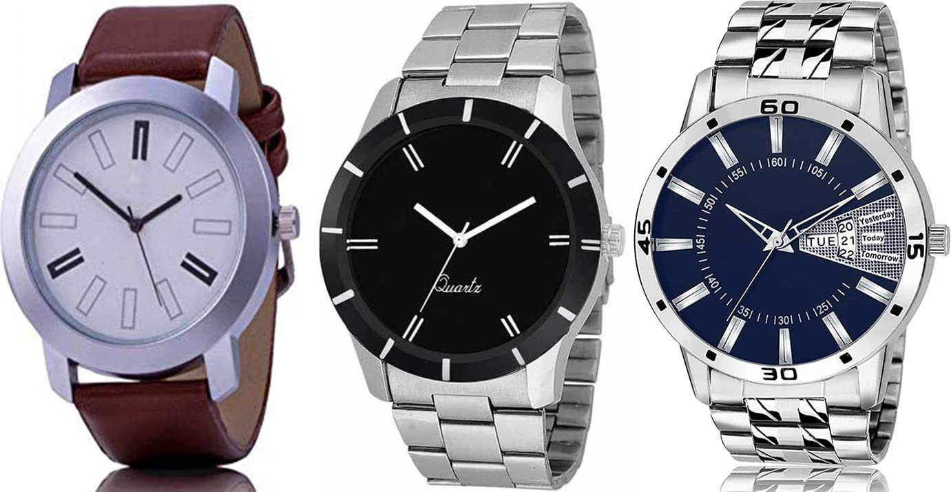 Acnos® Premium Special Super Quality Analog Watches Combo Look Like Handsome for Boys and Mens Pack of - 3(STL-LTHR-3COM) (B085FQWPL3) Amazon Price History, Amazon Price Tracker