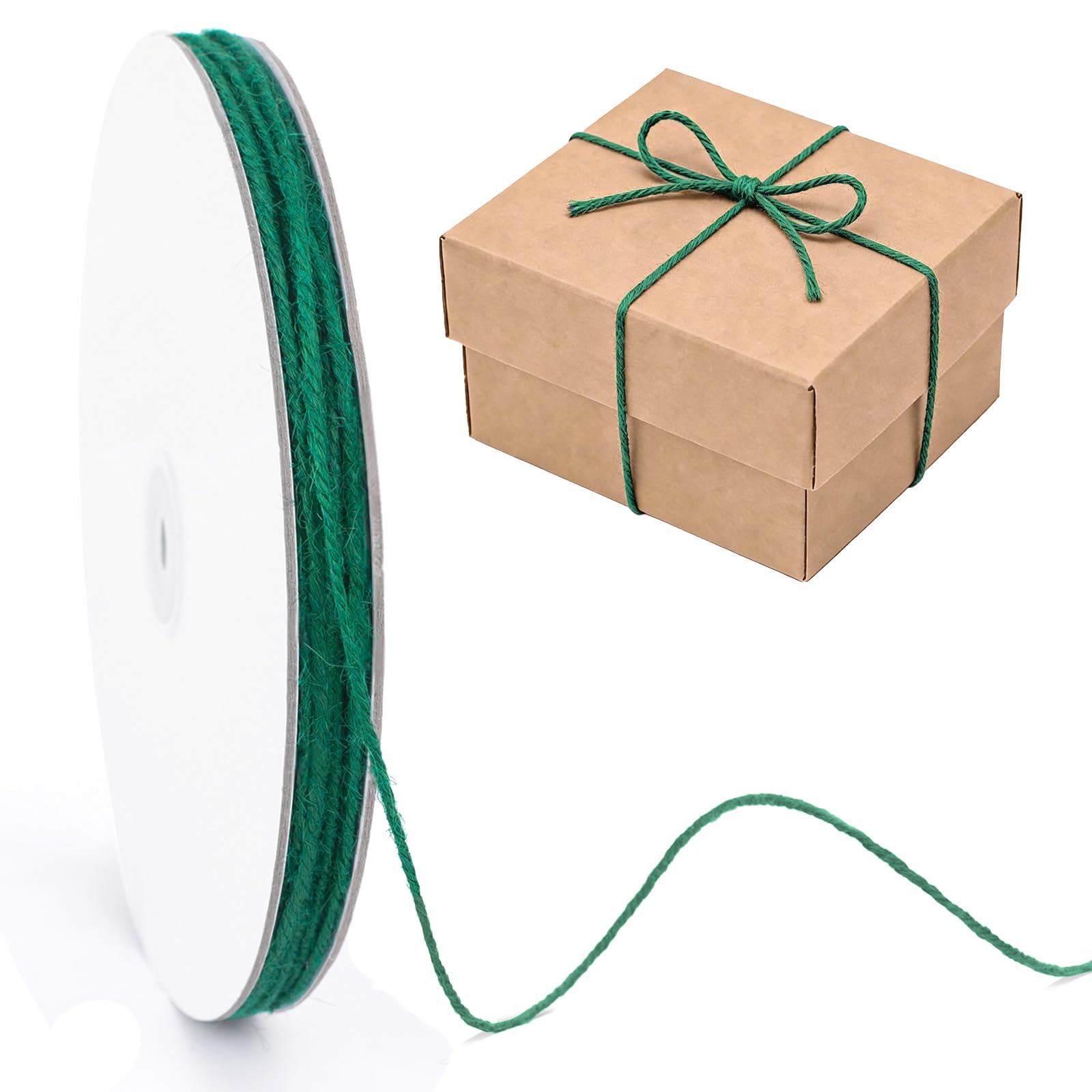 jijAcraft Dark Green Garden String 2mm: 100m Natural Jute Twine, 3-Ply Colored Jute String Twine for Gift Wrapping, DIY Crafts, Climbing Plant, Handmade Arts, Wedding, Christmas