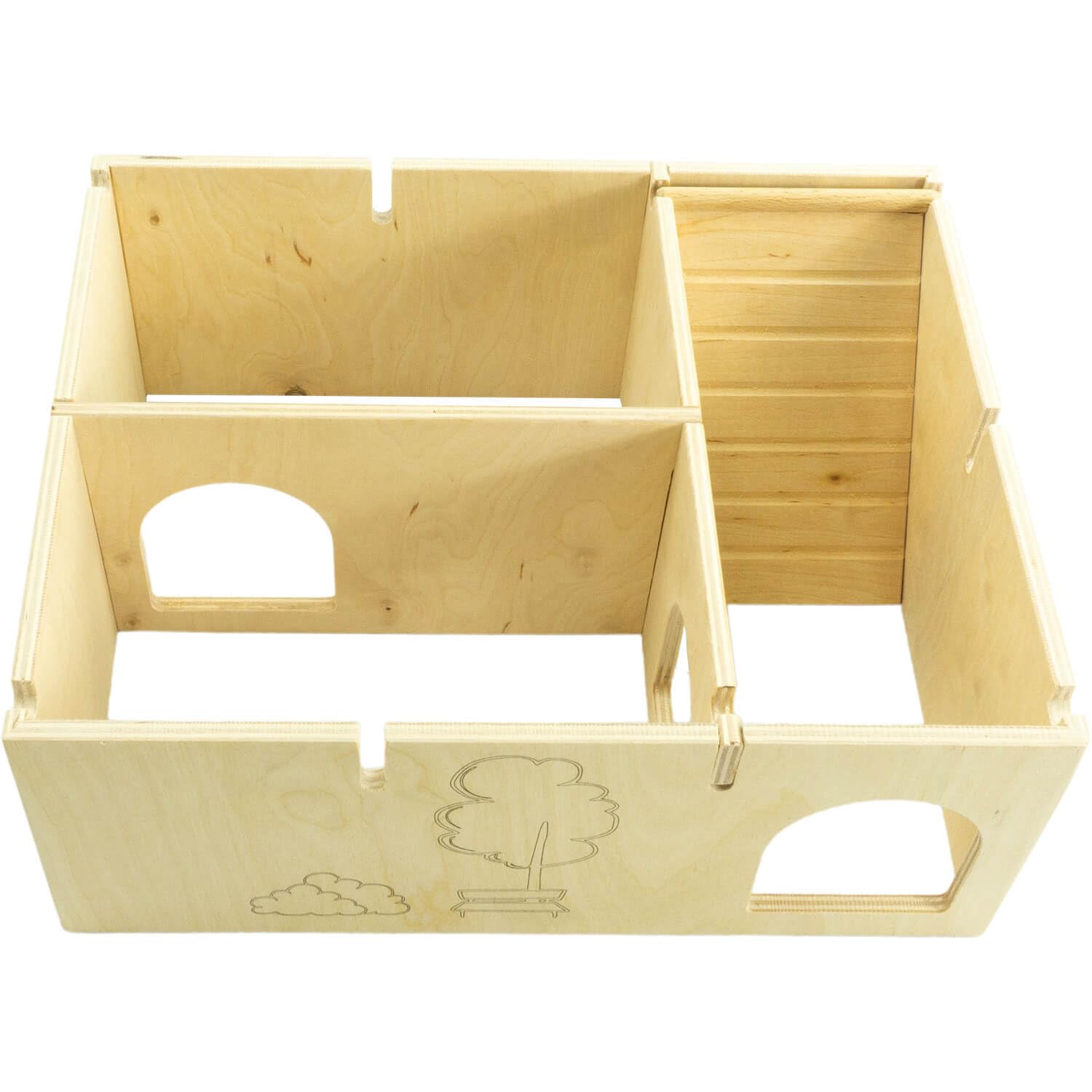 Getzoo Wohnhaus Eduardo - Individuell gestaltbares Kleintierheim aus robustem Multiplex Holz - Flexibles Design mit Leiter - Optimal für Nagetiere und Kleintiere (Eduardo)
