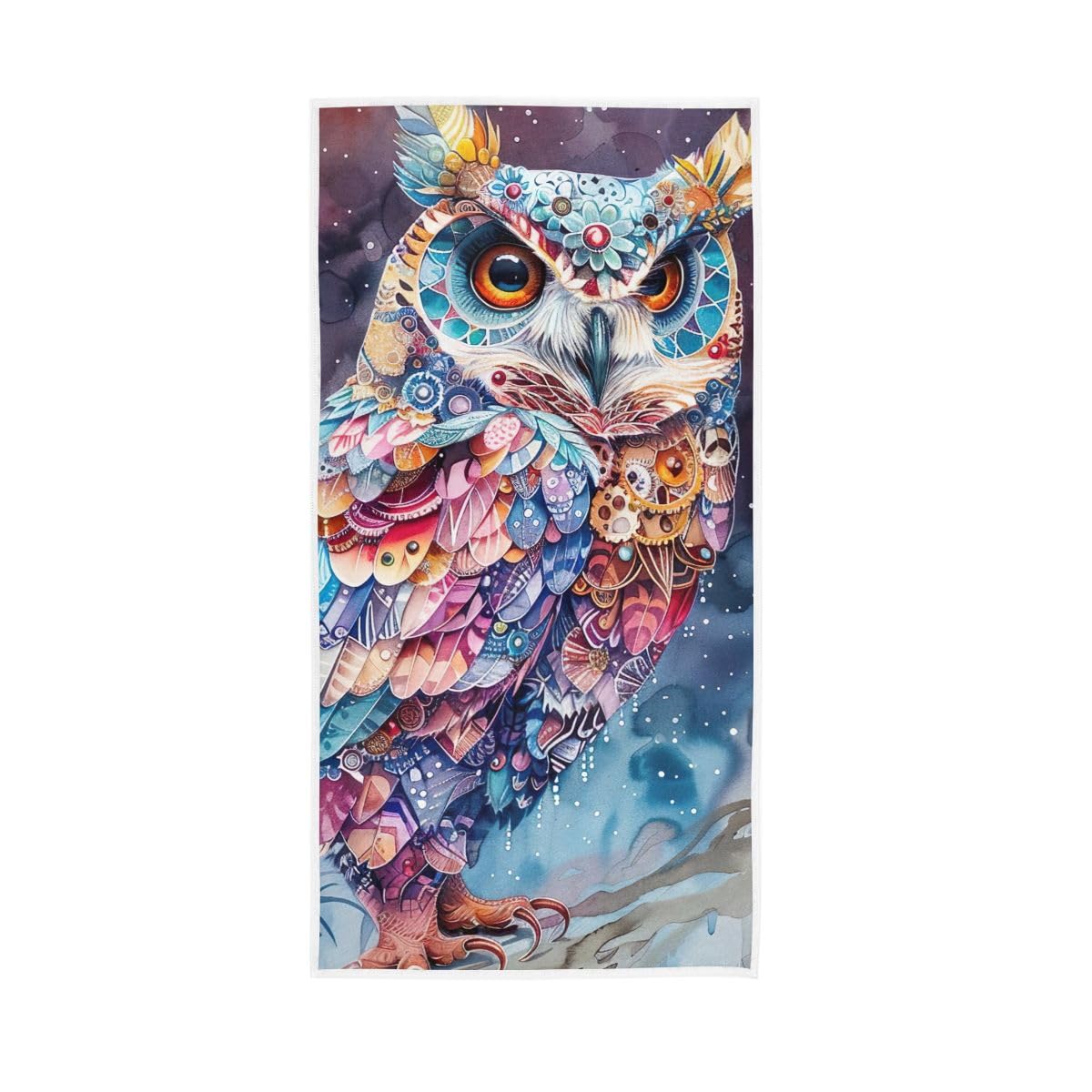 HUYGD Watercolor Owl Hand Towels, Lightweight Towels for Hand, Face, Hair, Yoga, Kitchen, Bath 15 x 30 Inches
