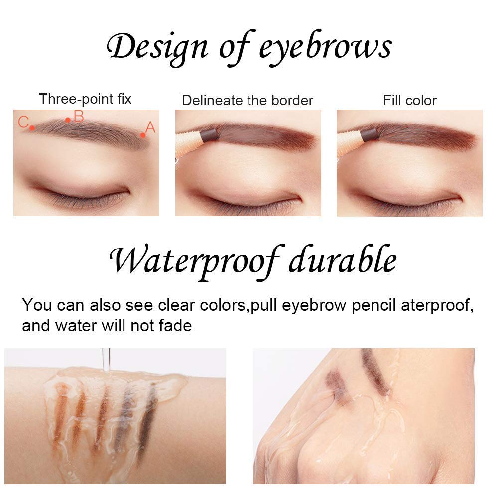 Wasserfester und langlebiger Augenbrauenstift mit Kordelzug: perfekt zum Markieren, Ausfüllen und Konturen; Tattoo-Make-up für wasserfeste und permanente Augenbrauen-Liner