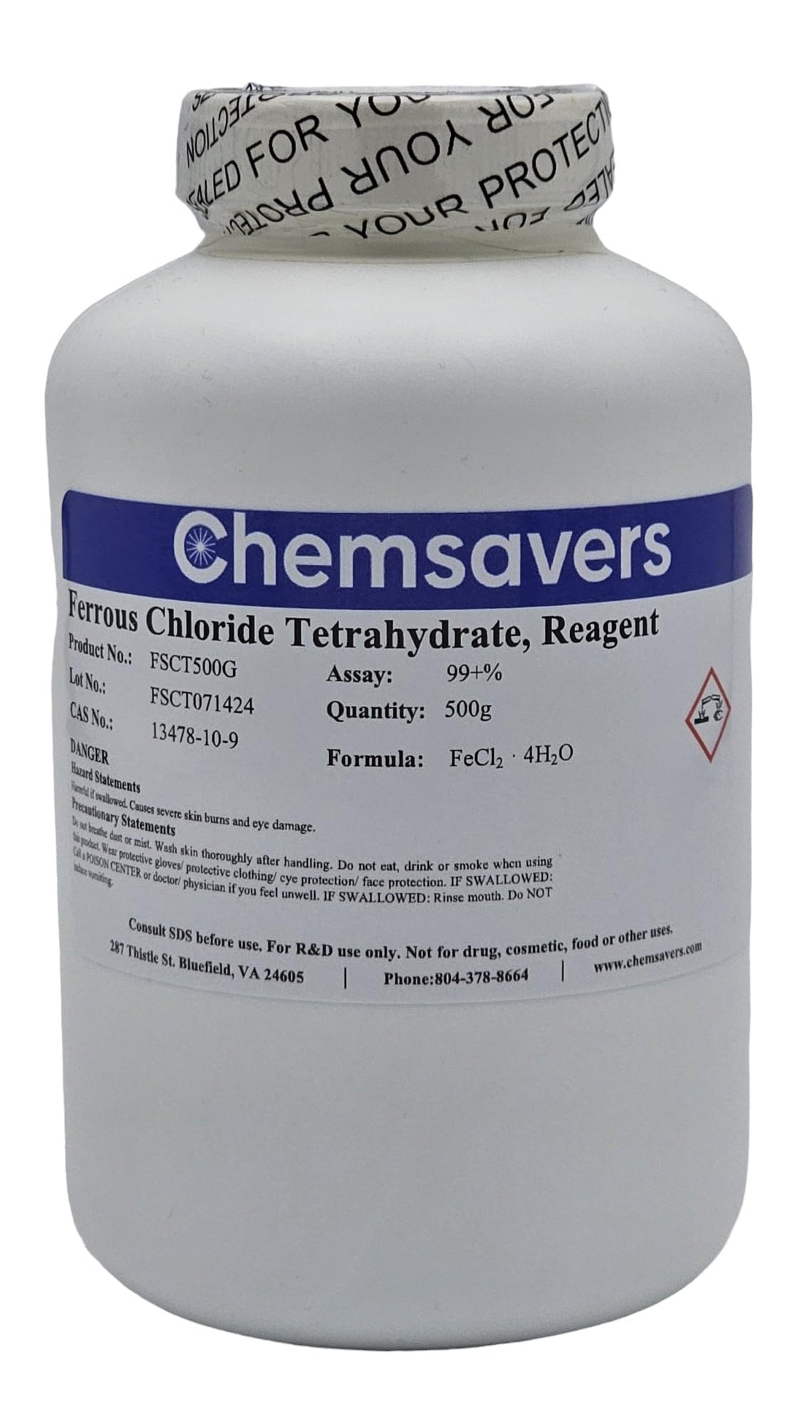 Ferrous Chloride Tetrahydrate Reagent 99% 500g product thumbnail 2