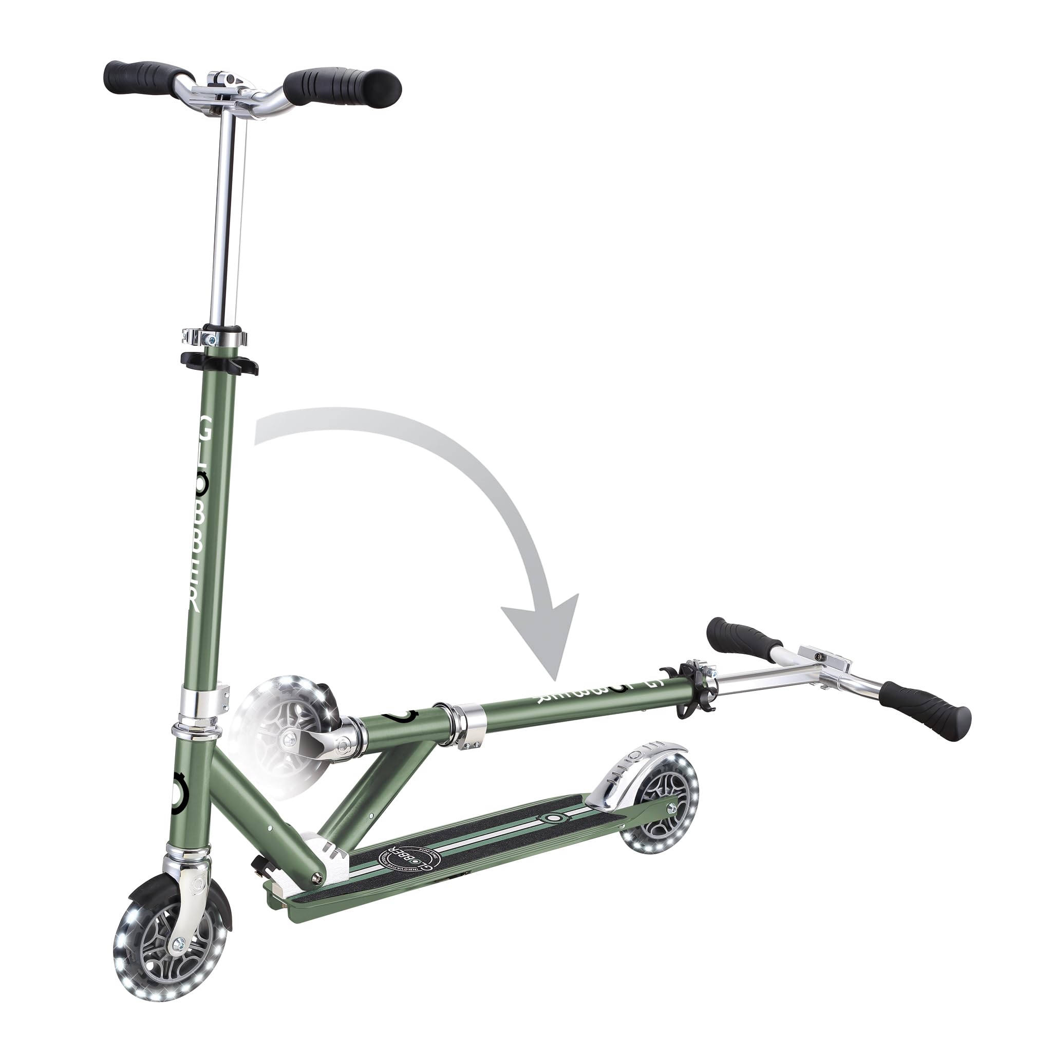 Globber - Flow Element Lights - Trottinette Pliable 2 Roues pour Les Enfants à partir de 5 Ans et Ados