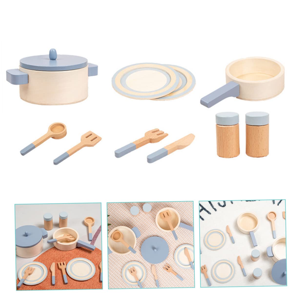 ERINGOGO Cocina de Juguete Infantil de Madera Utensilios Simulados para Juguete Educativo para Desarrollo y Juego Casa