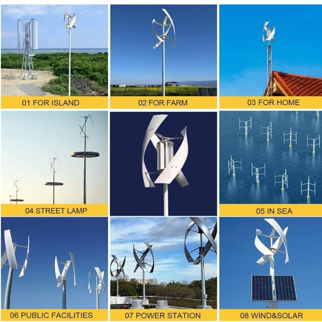Générateur d'éolienne 3000W/8000W,12V 24V 48V 220V avec 3 pales,générateur d'éolienne Verticale, générateur à Aimant Permanent, kit d'éolienne pour éolienne Hybride solaire,3000W-220V