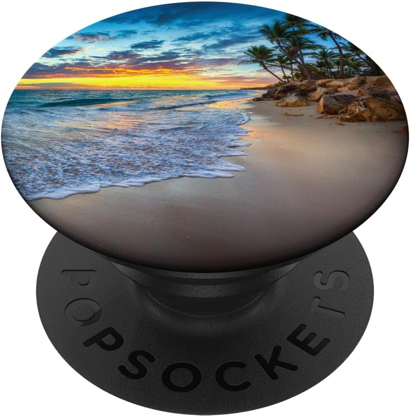 Perfect Picture Of Beach Ocean Waves A Sunset And Palm Trees PopSockets PopGrip: Swappable Grip for Phones & Tablets PopSockets Adhesive PopGrip