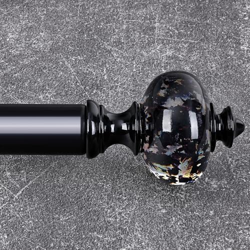 JRZOO Black Curtain Rod for Windows 48 to 84 Inches 1 Heavy Duty Adjustable Modern Drapery Rods with Unique Crystal Finials Luxury Decorative Curtain Rods Size: 30-88