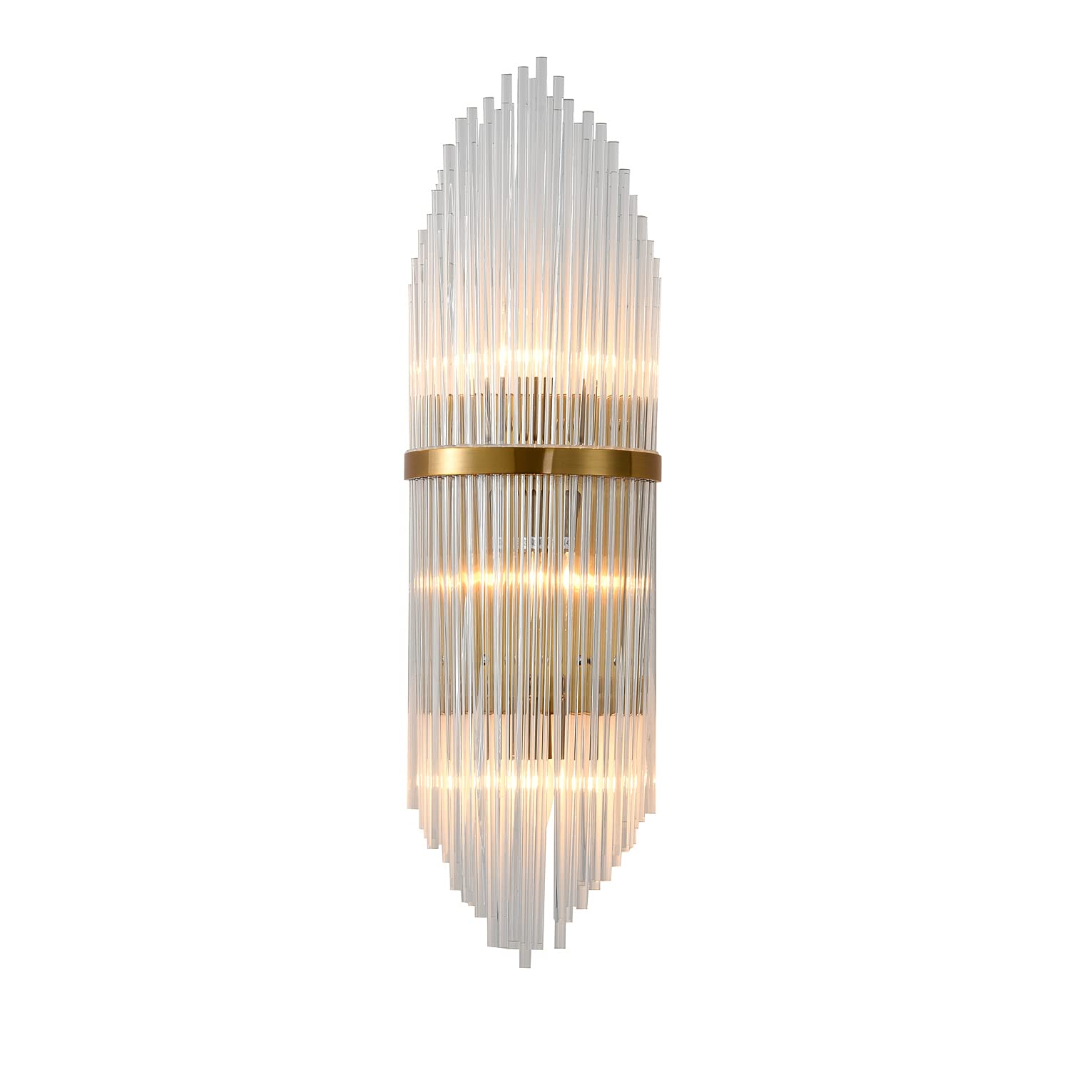 Antique Brass Metal Frame Wall Sconce with Glass Rods