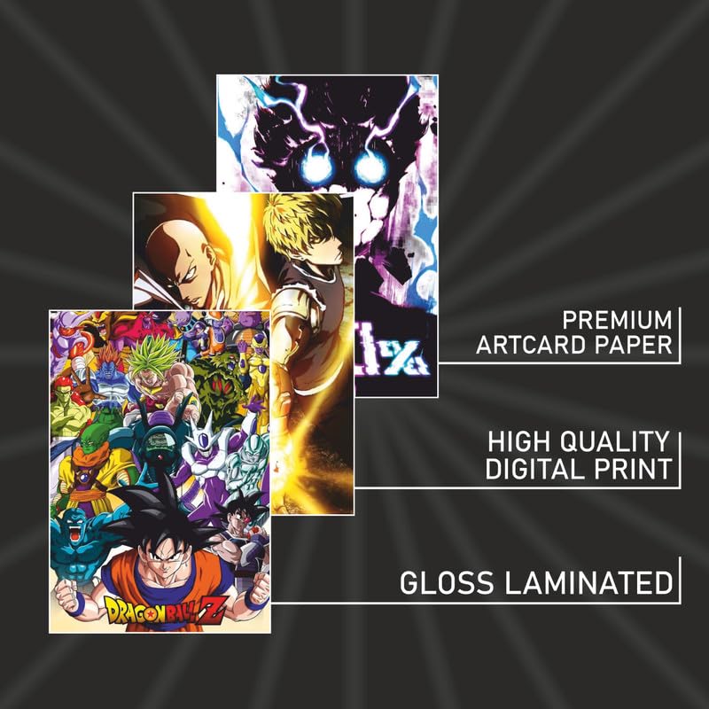 Image of POSTERONN Anime Wall Posters Set of 54, 4x6 Inch Collage Kit | 300 GSM Thick Paper Prints with Double Side Tape | Manga Wall Art for Room Decor | Bedroom Study Hostel Decoration Set