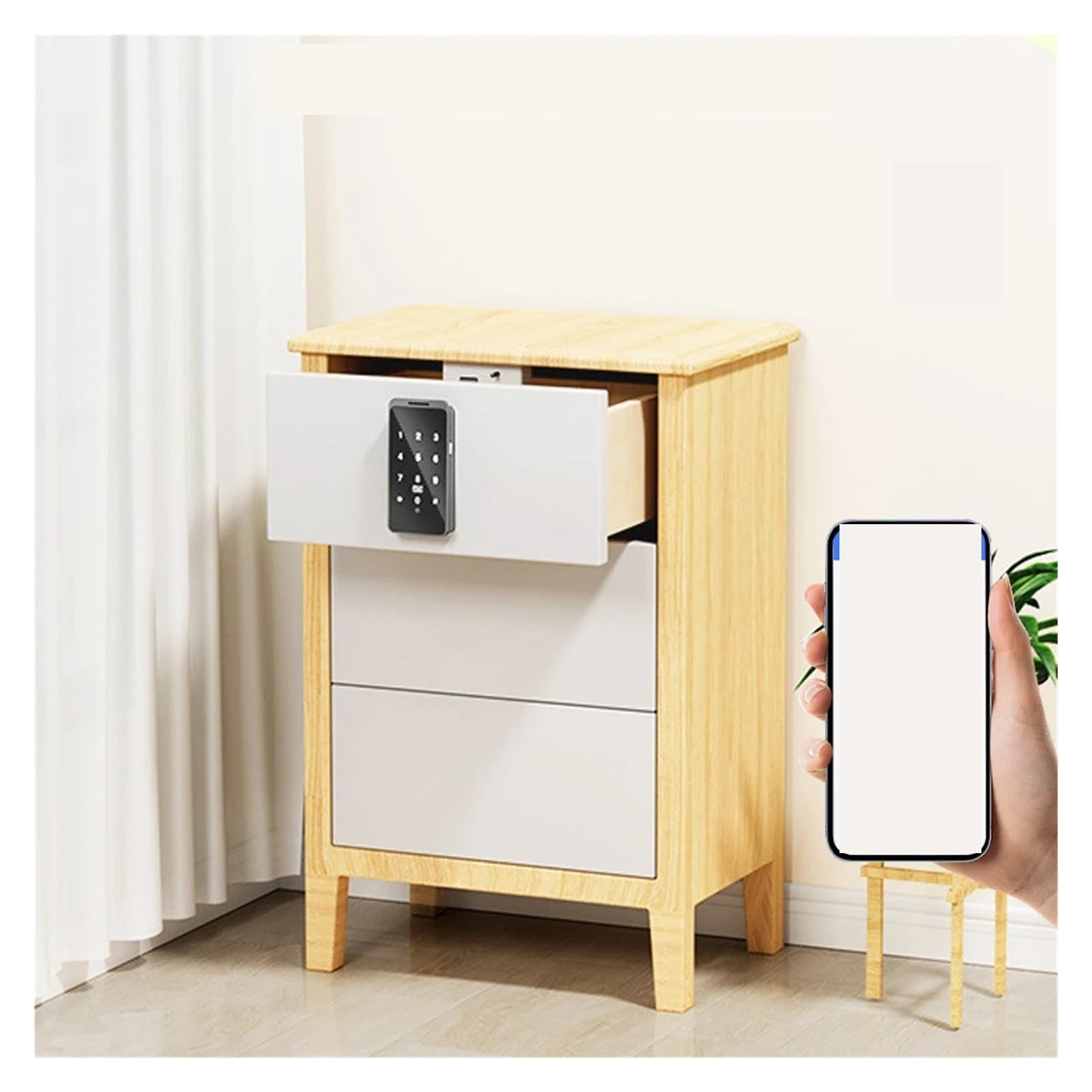 Cerradura de puerta inteligente, Cerradura inteligente for cajón de gabinete de madera con Bluetooth, tarjeta con contraseña, cerradura electrónica for desbloqueo por aplicación