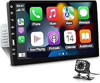 Vista 1 de Estéreo de coche de 9 pulgadas con pantalla táctil de un solo DIN compatible con Apple Carplay y Android Auto, radio de coche Bluetooth con cámara